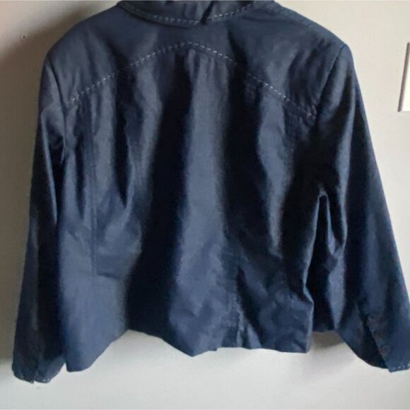 I.E. Woman Denim Blazer/Jacket-Dark Wash-3 Button Closure-Blue-22W-GUC - Picture 7 of 10